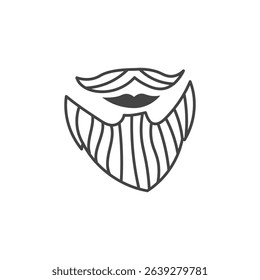 Man Beard with Smile Icon. Hand drawn sketch male barbershop symbol. Fathers day sign wih mustache and lips. Vector illustration