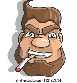 Man beard smoking cigarette