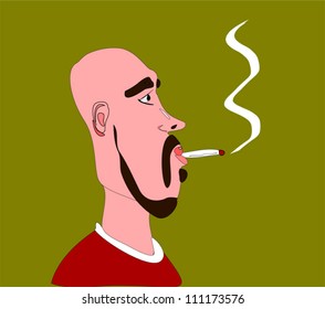 man with beard smoking marijuana