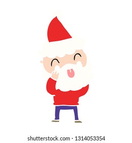 man with beard sticking out tongue wearing santa hat