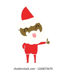 man with beard sticking out tongue wearing santa hat