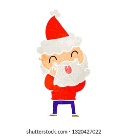 man with beard sticking out tongue wearing santa hat