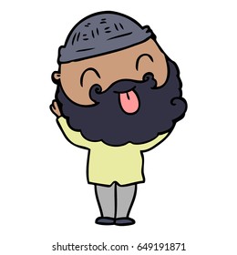 man with beard sticking out tongue