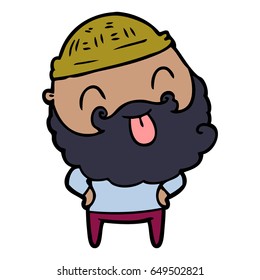 man with beard sticking out tongue