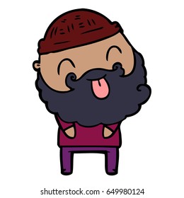 man with beard sticking out tongue