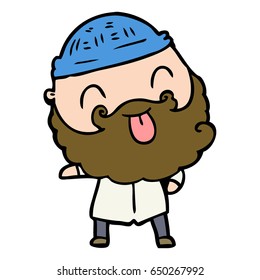 man with beard sticking out tongue