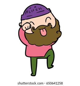 man with beard sticking out tongue