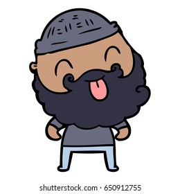 man with beard sticking out tongue