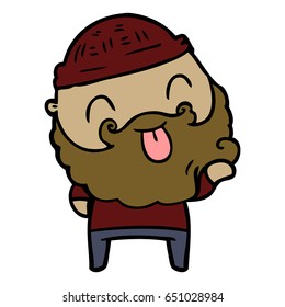 man with beard sticking out tongue
