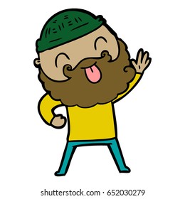 man with beard sticking out tongue