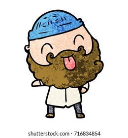 man with beard sticking out tongue