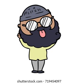 man with beard sticking out tongue