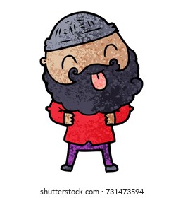 man with beard sticking out tongue