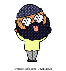 man with beard sticking out tongue