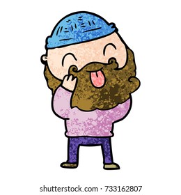 man with beard sticking out tongue