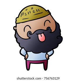 man with beard sticking out tongue