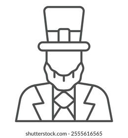 Man with beard in suit isometric icon, saint Patrick day concept. Vector graphics. Person with cylinder hat sign on white background, outline style icon for mobile or web design