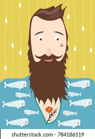 Man with beard and tattoos 