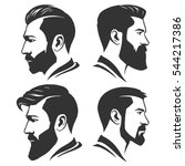 Man with beard variations silhouette