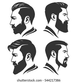 Man and beard variations silhouette