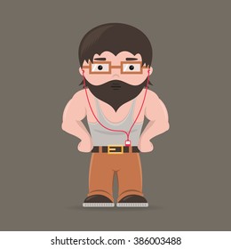 Man with a beard wearing glasses