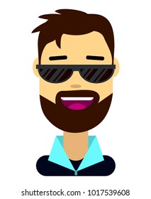 a man with a beard, wearing glasses, a white man. character, flat, head, for doodle video, it is convenient to use in advertising. man