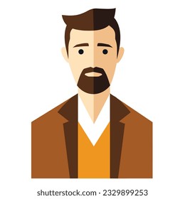 A Man with A Beard Wearing a Suit - A Vector Illustration Isolated on White Background