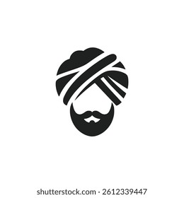 man with beard wearing turban profile avatar logo vector illustration template design