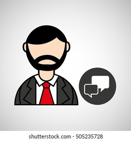 man bearded and bubble speech icon vector illustration