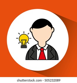 man bearded and bulb creativity icon vector illustration eps 10