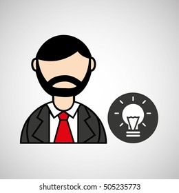 man bearded and bulb creativity icon vector illustration eps 10