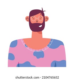man bearded character isolated icon