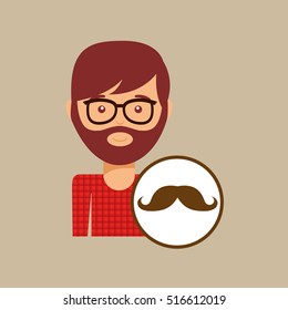 man bearded hipster and mustache icon vector illustration eps 10