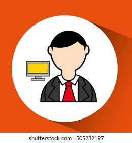 man bearded pc computer icon vector illustration eps 10