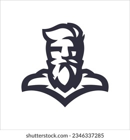 diseño del logo de un superhéroe barbudo