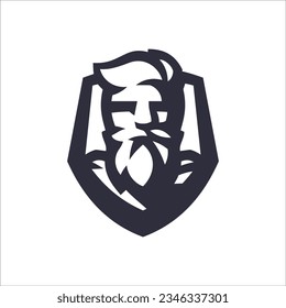 diseño del logo de un superhéroe barbudo