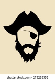 Man with beards and mustache wearing a pirate hat symbol svg