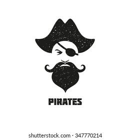 Man with beards and mustache wearing a pirate hat logo.