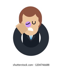 Man beating himself with fist in face. Punishment of yourself. Vector illustration
