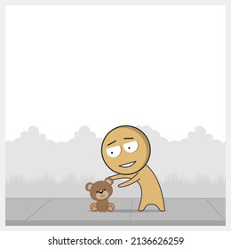 Man and beautiful teddy bear 