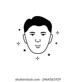 Man with Beauty Face Skin Silhouette Icon. Healthy, Fresh Male Face with Clean Skin Pictogram. Facial Skincare, Hygiene Black Icon. Isolated Vector Illustration.