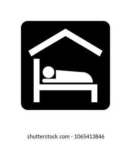 Man in bed hotel icon black color