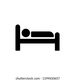 Man In Bed. hotel icon, guest house, accommodation icon, person in bed. vector illustration