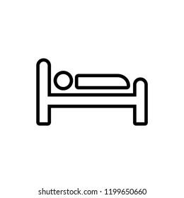 Man In Bed. hotel icon, guest house, accommodation icon, person in bed. vector illustration