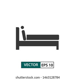 Man in bed icon. Isolated on white background. Vector illustration EPS 10