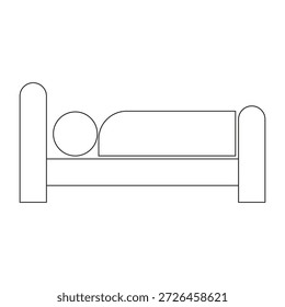 Hombre en la Ilustración vectorial de Ilustración vectorial del icono de la cama en Antiguas y estilo retro
