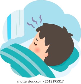 A man in bed in the morning looking distressed