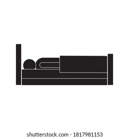 Mann im Bett Silhouette Stil Symbol Design, Schlafzimmer Schlaf-Relaxation Hotel Relax Komfort und Apartmentthema Vektorgrafik