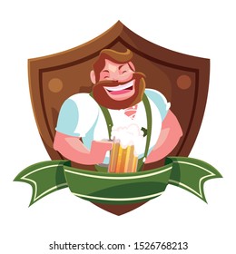 man with beer glass in hand in white background vector illustration design