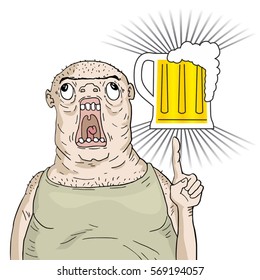 man with beer illustration